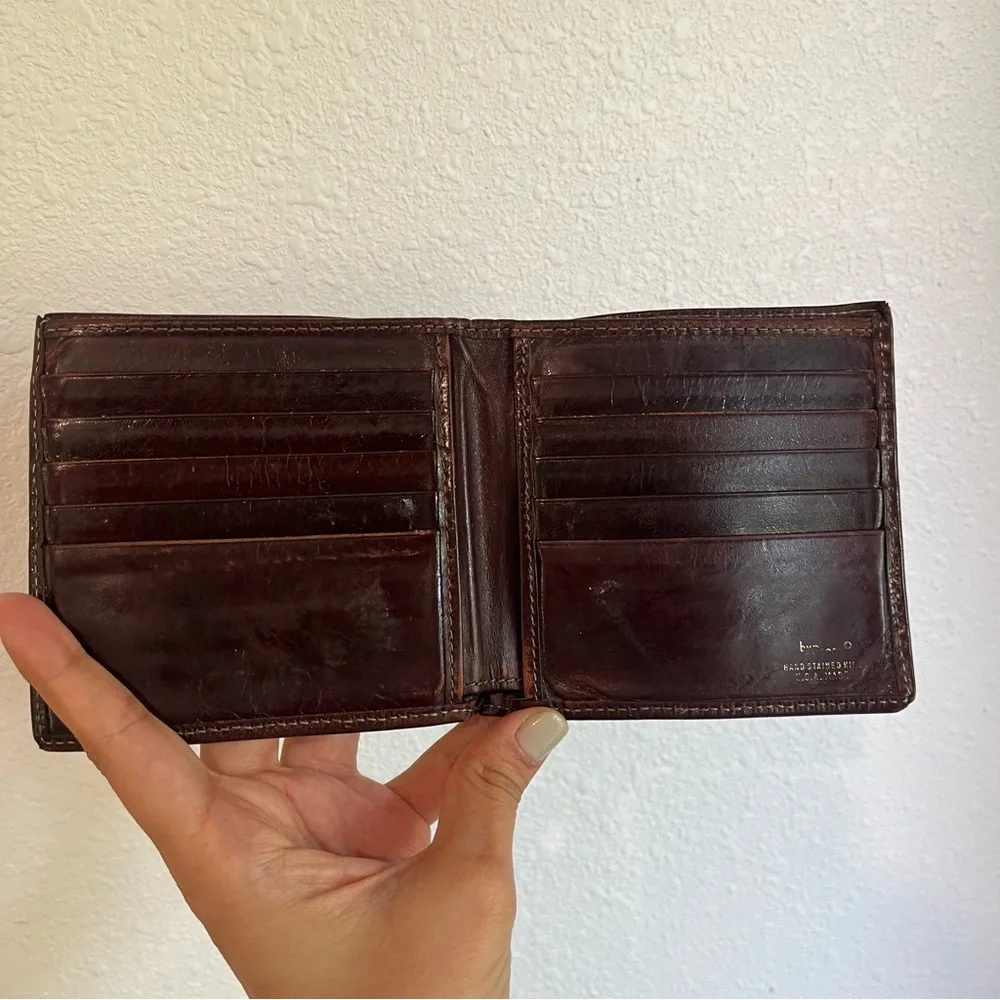 Bosca Hand stained brown leather wallet made in USA